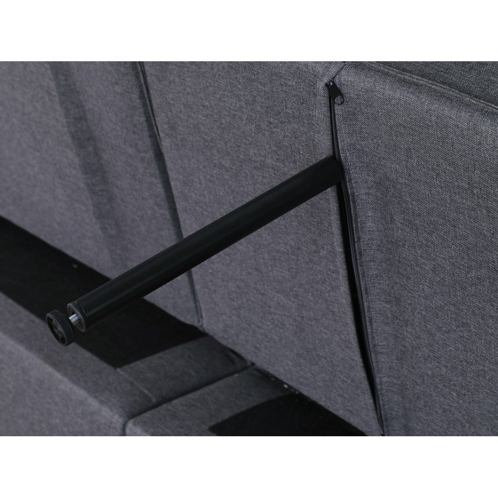 zoey 56" dark gray linen convertible sleeper loveseat with side pocket