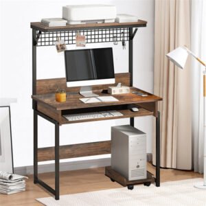 yq forever wooden metal frame desktop computer desk study console table keyboard pc home office desks