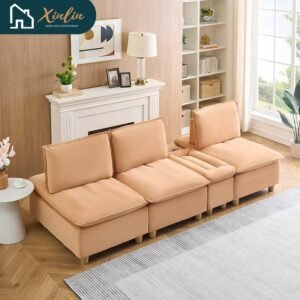 104" pumpkin flannel 3 seater modular sofa fashion minimalist with storage for living room or outdoor free shipping us