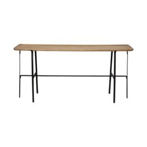 14" hms luxury antique brown black solid oak wood trestle console table convertible for entry living room hotel bedroom storage