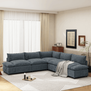 115.5 modular deep gray sectional sofa durable polyester upholstery plush cushions hidden storage compartments living room
