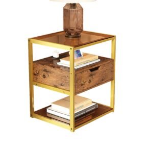 yq jenmw new light luxury bookcase gold shelf antique wood bedside cabinet
