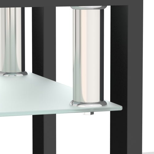 1 piece modern tempered glass tea table coffee table end table, square table for living room, transparent/black