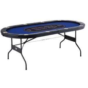 10 player portable folding card board game table 84" oval casino leisure foldable poker table padded rails stainless steel cup