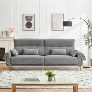 110.20 inches long, fabric sofa, with 4 matching pillows and 2 spacious and comfortable seats, in a modern style