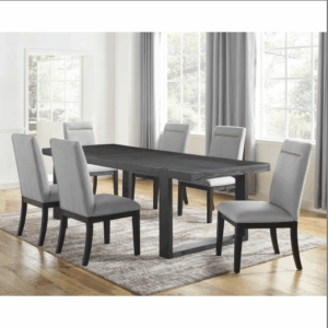 yves fcj 7 piece dining set extendable wood gray luxury modern european for farmhouse kitchen dining chair home furniture